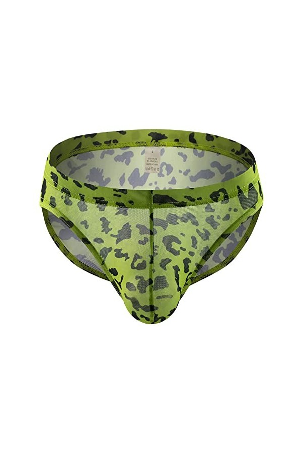 Culotte sexy respirante en maille pour homme Motif léopard en polyester, bleu, M