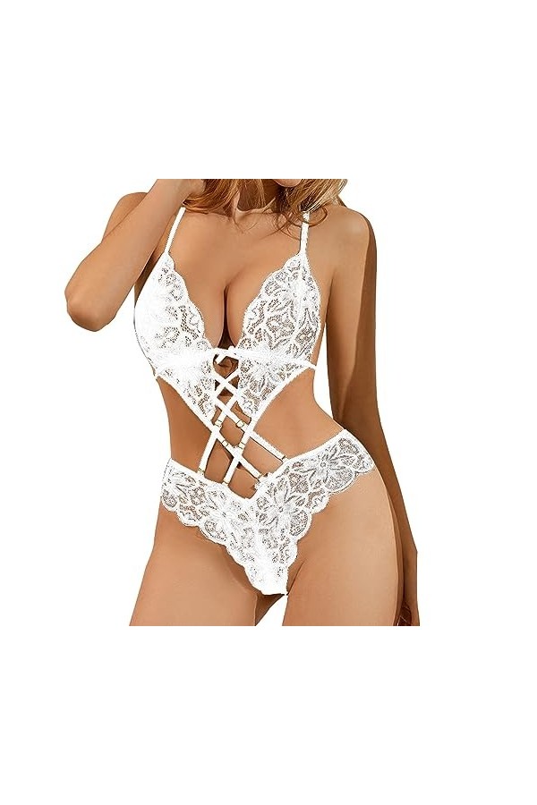 Youyu77 Tenus Sexy Belles Bretelles arrière pour Femmes avec en Dentelle et Lingerie Amusante en Dentelle Maillot De Coton R