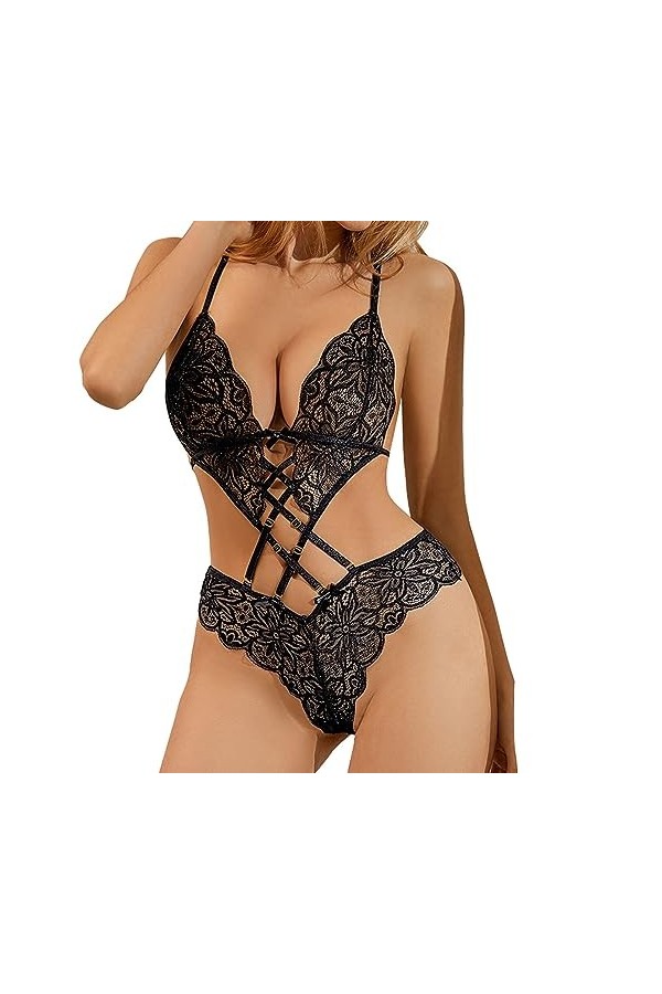 Youyu77 Tenus Sexy Belles Bretelles arrière pour Femmes avec en Dentelle et Lingerie Amusante en Dentelle Maillot De Coton R