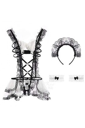 WYLYD Lingerie Sexy Mignon Espiègle Petite Femme De Chambre Perspective Sexy Gaze Uniforme Tentation Cosplay Bel Ensemble