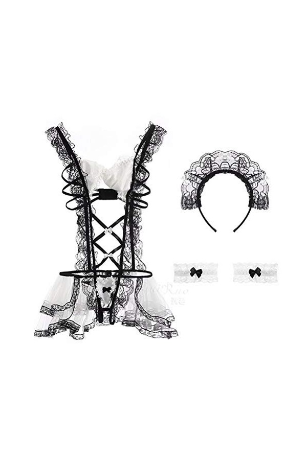 WYLYD Lingerie Sexy Mignon Espiègle Petite Femme De Chambre Perspective Sexy Gaze Uniforme Tentation Cosplay Bel Ensemble