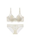 WEITING Ensemble soutien-gorge et slips en dentelle à cils ultra fins doublés avec armatures pour femme - Belle lingerie sexy