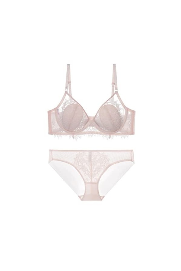WEITING Ensemble soutien-gorge et slips en dentelle à cils ultra fins doublés avec armatures pour femme - Belle lingerie sexy