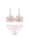 WEITING Ensemble soutien-gorge et slips en dentelle à cils ultra fins doublés avec armatures pour femme - Belle lingerie sexy