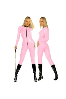 PVC femmes Zentai avant Zip combinaison discothèque danseuse porter Sexy Wetlook body brillant Cosplay noir cou Catsuit