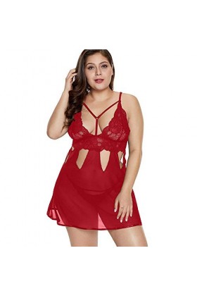 UDRJU Lingerie pour Le Sexe Belles Femmes Plus La Taille Chemise De Nuit Sexy Chemise Lingerie-Violet_XL