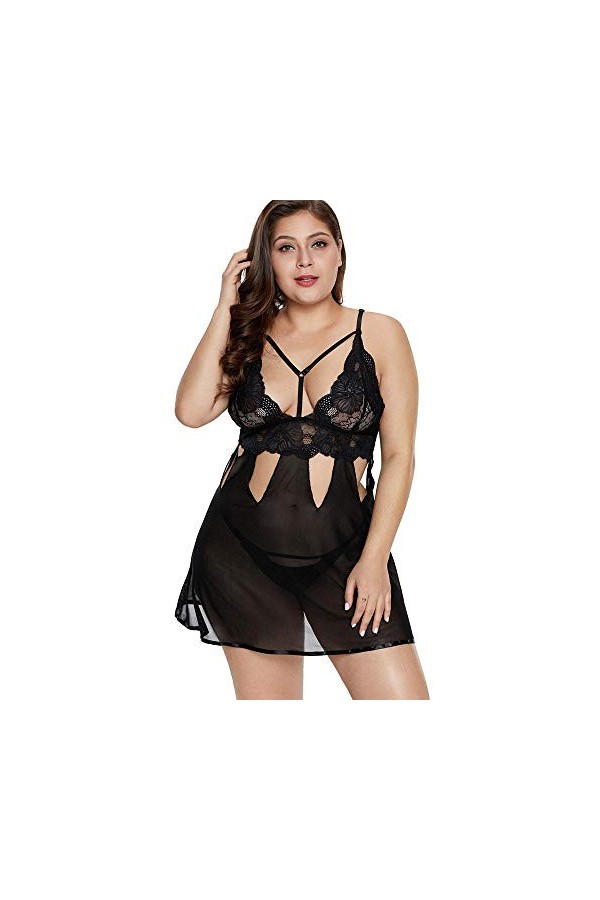 UDRJU Lingerie pour Le Sexe Belles Femmes Plus La Taille Chemise De Nuit Sexy Chemise Lingerie-Violet_XL