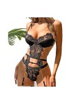 CHOUBAGUAI Lingerie sexy avec chaînes, ensemble culotte sexy en dentelle découpée pour femme, 2 pièces, belle lingerie de lux