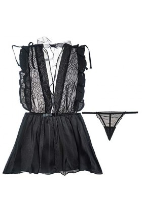 TEYUN Poitrine Noire Belle Cils de Dentelle de Femmes ornent la Poitrine Cardigan Sommeil Robe Sexy Bracelet dété Transparen