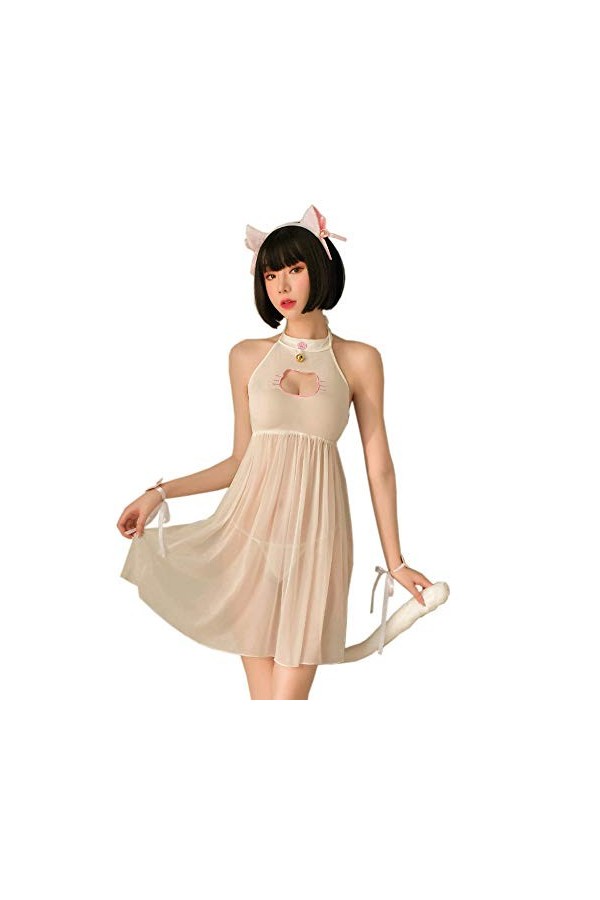 SINROYEE Japanese Anime Cosplay Cat Sexy Lolita Lingerie Sous-vêtements Vêtements de nuit Sexy Mignon, Noir, L