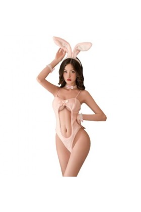 SNOMYRS Ensemble de lingerie sexy lapin pour femme Rose, rose, taille unique