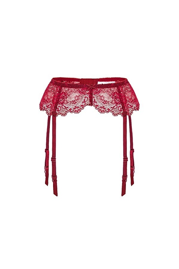 AWFOUGAR Porte-jarretelles sexy réglable en dentelle taille haute ajourée pour femme, noir, Large