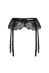 AWFOUGAR Porte-jarretelles sexy réglable en dentelle taille haute ajourée pour femme, noir, Large