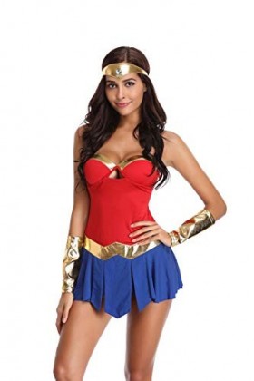 Lingerie Sexy Femme Coquine Deluxe Adulte Wonder Woman Costume Sexy Super Hero Déguisements Halloween Costumes pour Femmes-B_