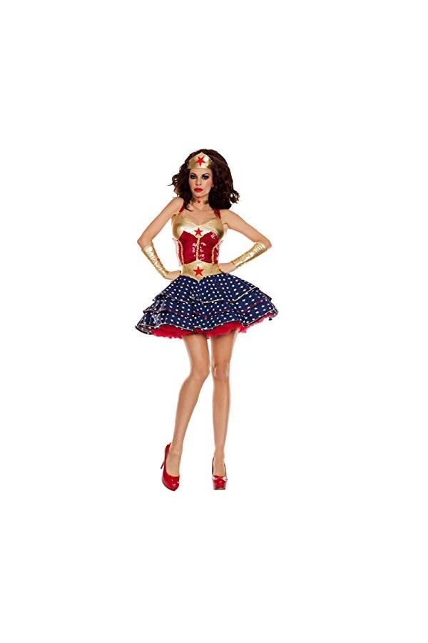 Lingerie Sexy Femme Coquine Deluxe Adulte Wonder Woman Costume Sexy Super Hero Déguisements Halloween Costumes pour Femmes-B_