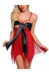 Lingerie Sexy Érotique - Sexy Lingerie Chaude Babydoll Robe En Dentelle Érotique Bowknot Col En V Profondporno Costumes Sous-