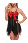 Lingerie Sexy Érotique - Sexy Lingerie Chaude Babydoll Robe En Dentelle Érotique Bowknot Col En V Profondporno Costumes Sous-