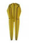 100% Latex Gummi weiblich sexy gelb und schwarz Catsuit Party Rubber Suit