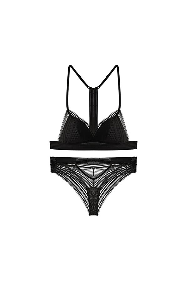 Combinaison ultra fine sexy en maille avec bretelles transparentes et lingerie sexy, Blanc., S