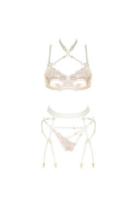 Ensemble Lingerie Femme 2 Pieces sous-vêtements érotiques en Cuir Brillant PU pour boîte de Nuit en Cuir Brillant pour Femmes