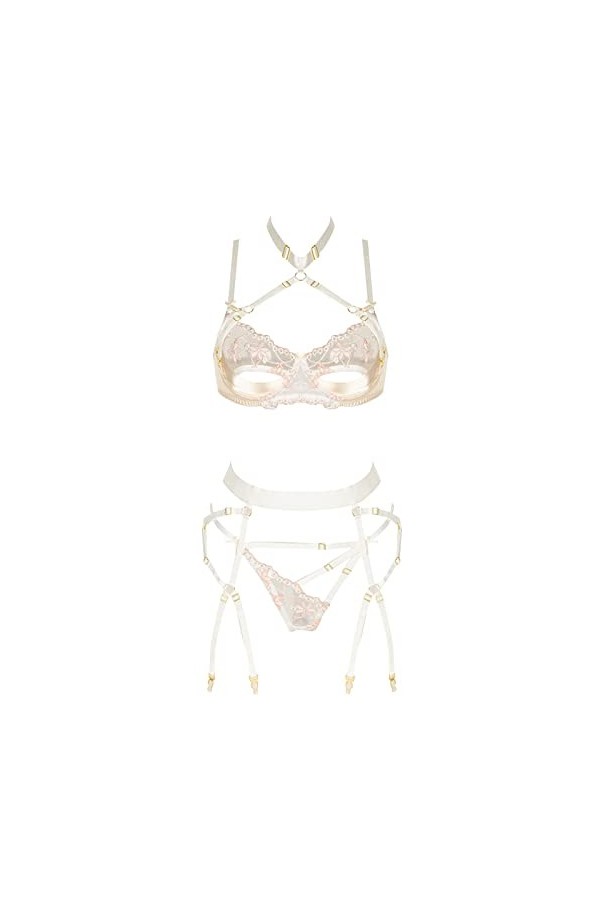 Ensemble Lingerie Femme 2 Pieces sous-vêtements érotiques en Cuir Brillant PU pour boîte de Nuit en Cuir Brillant pour Femmes