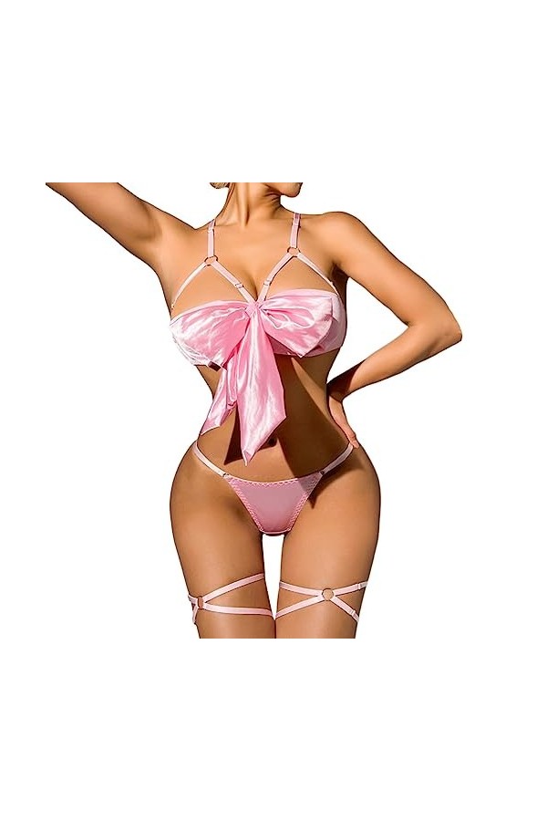 Pyjama Femmes Sexy Ourlet en Dentelle Lingerie érotique Sexy Role Play Jumpsuit Open File Thong Suit Nuisette Sexy Femme Sens