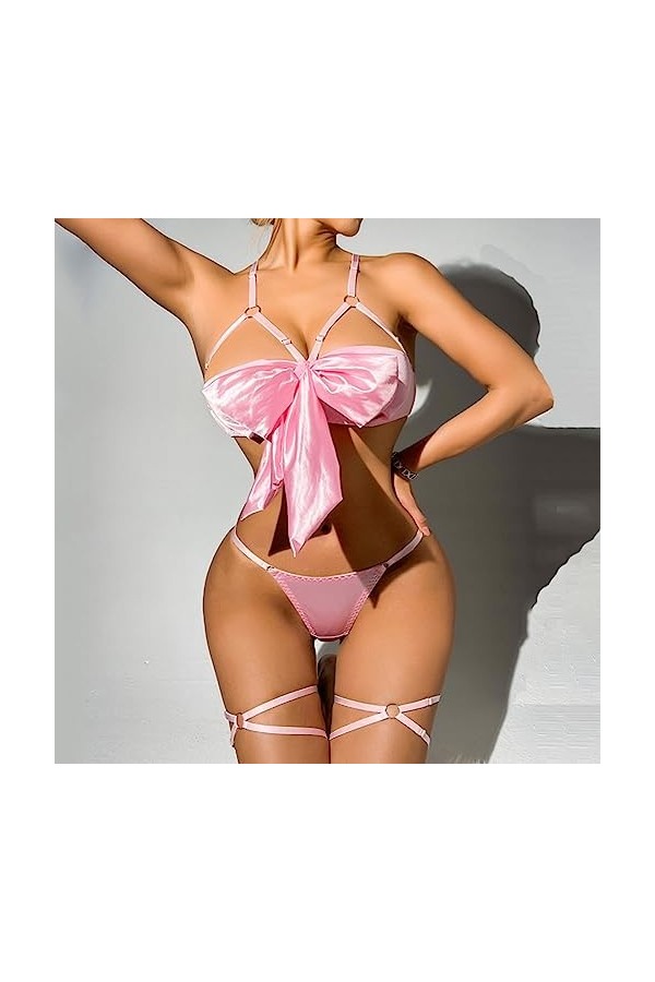 Pyjama Femmes Sexy Ourlet en Dentelle Lingerie érotique Sexy Role Play Jumpsuit Open File Thong Suit Nuisette Sexy Femme Sens