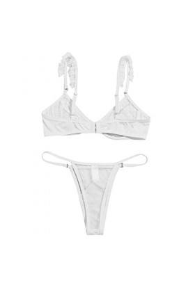 FGUUTYM Sous-vêtement sexy à trois points pour femme, Blanc., L