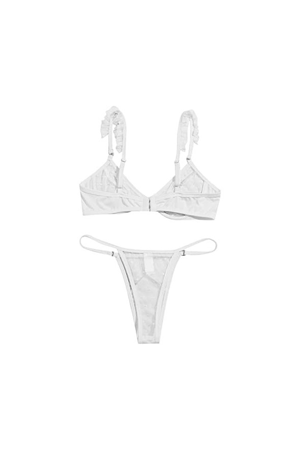FGUUTYM Sous-vêtement sexy à trois points pour femme, Blanc., L