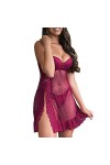 liaddkv Ensemble de lingerie sexy en dentelle et string pour femme, rouge, XXXL