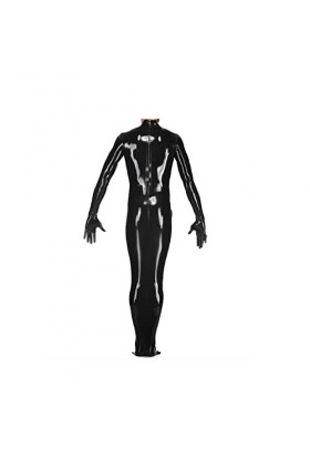 Latex Catsuit Caoutchouc Hommes Long Slevees Noir Double Couche Costume 0.4mm Taille