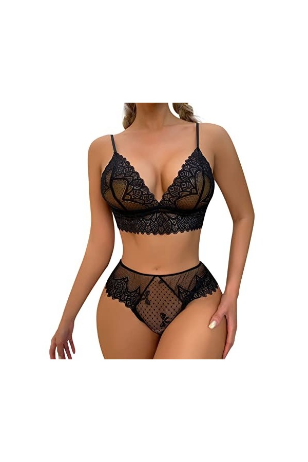 liaddkv Ensemble de lingerie tendance pour femme - Jeu de rôle - Lingerie sexy - Pour femme - Noir - Taille L