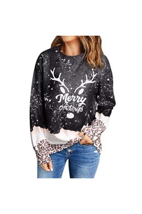 Chemises à Manches Longues pour Femmes Sweats à col Rond Mignon Hauts de Sortie décontracté Automne vêtements Mode Sweats Gra