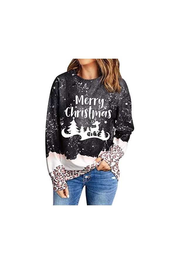 Chemises à Manches Longues pour Femmes Sweats à col Rond Mignon Hauts de Sortie décontracté Automne vêtements Mode Sweats Gra