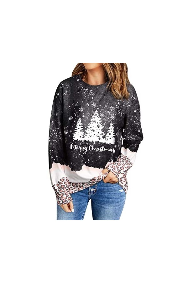 Chemises à Manches Longues pour Femmes Sweats à col Rond Mignon Hauts de Sortie décontracté Automne vêtements Mode Sweats Gra