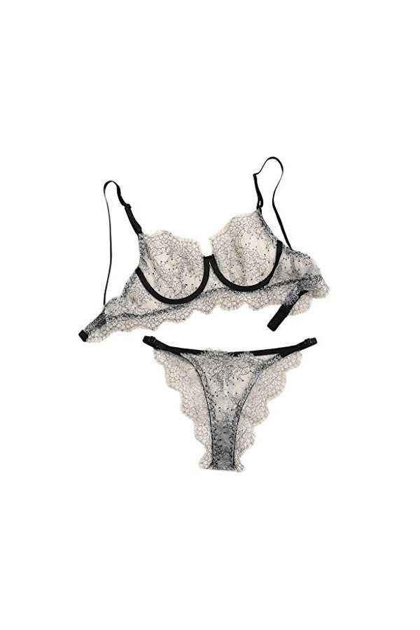 liaddkv Sous-vêtements rasant Underwire Pots avec sous-vêtements musulmans + culottes Corset Manches Dentelle Femme Sexy Escl