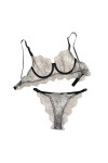 liaddkv Sous-vêtements rasant Underwire Pots avec sous-vêtements musulmans + culottes Corset Manches Dentelle Femme Sexy Escl