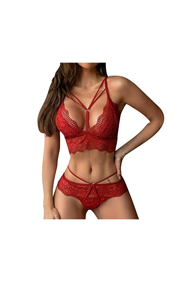 liaddkv Ensemble de lingerie pour femme - Jeu de rôle - Lingerie sexy - Pour femme - Rouge - Taille XL
