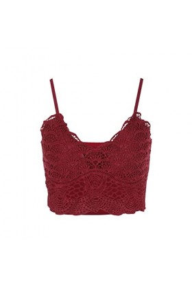 liaddkv Soutien-gorge de yoga sans fil - Sous-vêtements avec collants - Lingerie sexy à volants, rouge, M