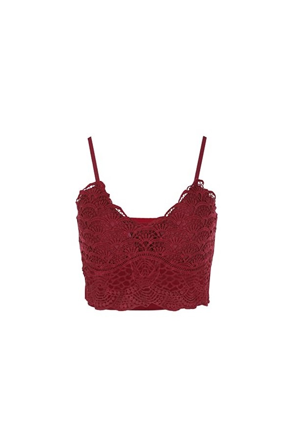 liaddkv Soutien-gorge de yoga sans fil - Sous-vêtements avec collants - Lingerie sexy à volants, rouge, M