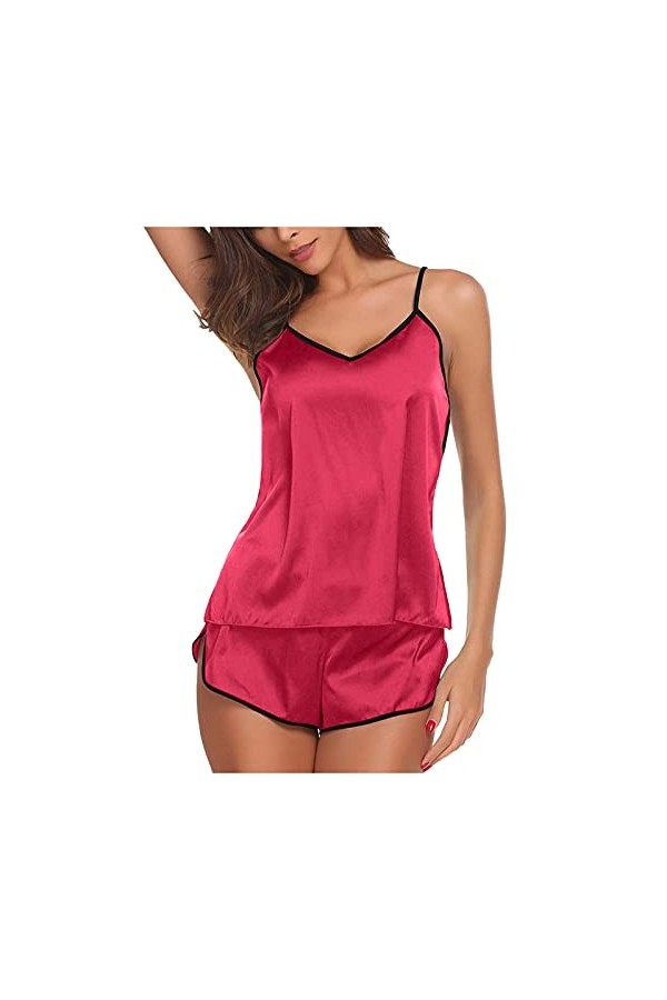 HANXIULIN Pyjama Sexy pour Dames en Coton Nuisette Lingerie Sexy Robe Pyjama Chemise de Nuit en Dentelle Lingerie Sexy Vêteme