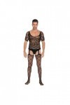 Czizitong Homme Demi-Manches Sexe Ouvert Pyjama Uniforme séduction Jacquard Haute Combinaison Jacquard Lingerie