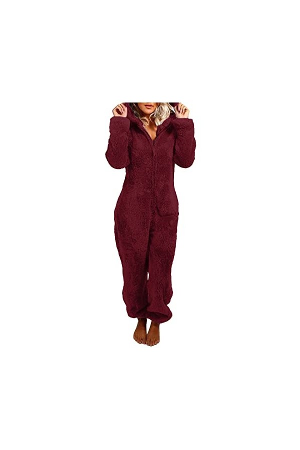 Duohropke Pyjama et pyjama pour femme - En polaire - Douce et chaude - Confortable - En peluche, Vin A., XXXXL