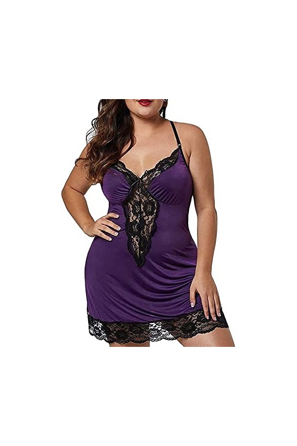 JEShifangjiusu Femmes Sexy Pyjama Plus Taille Pyjama Dentelle Bordure Soie Pyjama Pyjama PoupéE Pyjama Dentelle Chimique Le