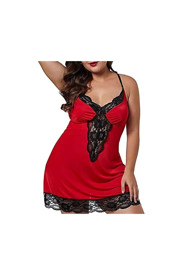 JEShifangjiusu Femmes Sexy Pyjama Plus Taille Pyjama Dentelle Bordure Soie Pyjama Pyjama PoupéE Pyjama Dentelle Chimique Le