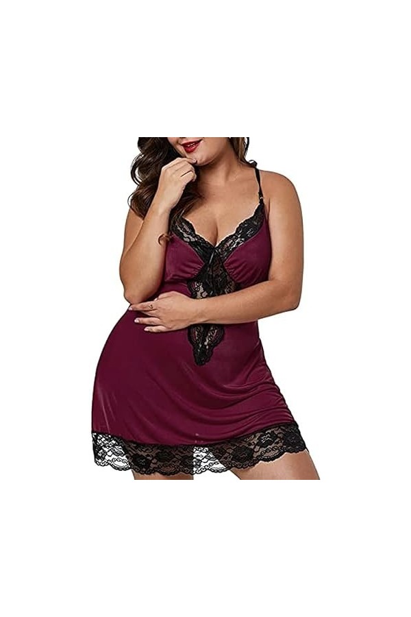 JEShifangjiusu Femmes Sexy Pyjama Plus Taille Pyjama Dentelle Bordure Soie Pyjama Pyjama PoupéE Pyjama Dentelle Chimique Le