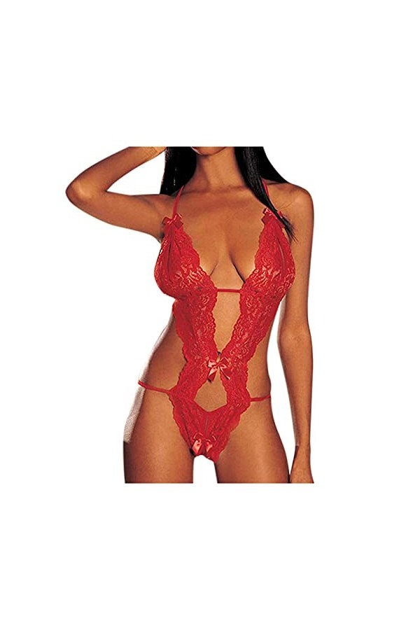 Pyjama 3 en dentelle pour femme - Ouverture dun joli point - Soutien-gorge, sac magique, Blanc., taille unique