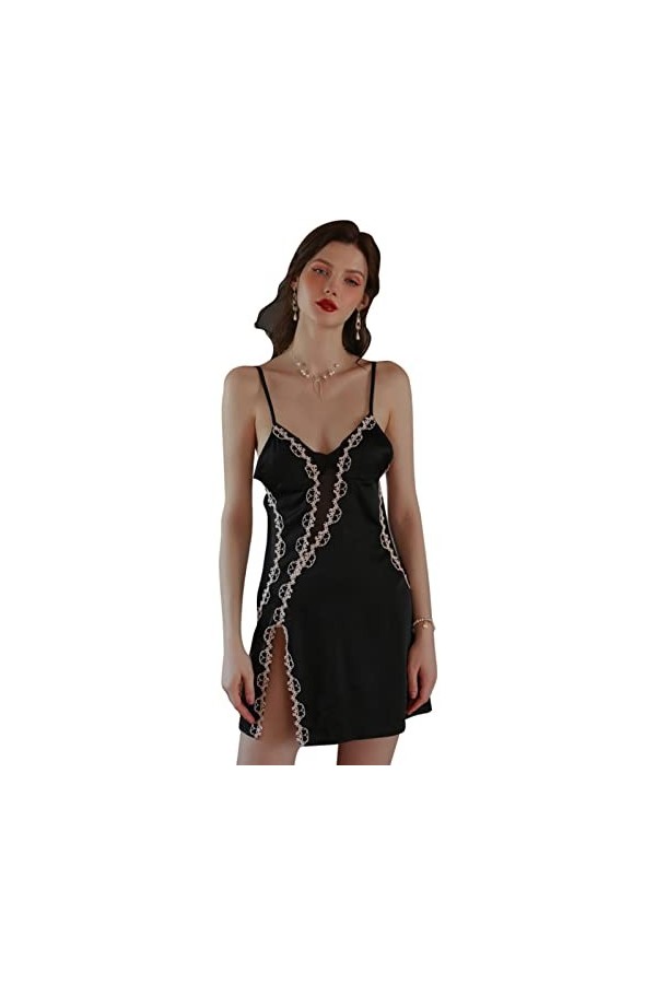 Belle Fil Sexy Chemise de Nuit Femme Printemps et été Haute Fente Beau Pyjama à Bretelles arrière Chambre privée Pur désir Te