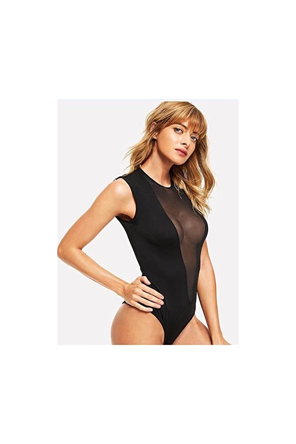 chenyesun Body sexy sans manches pour femme, Noir , taille unique