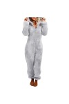 Pyjama Combinaison dhiver à Capuche pour Femmes, Pyjama Chaud en Polaire en Peluche avec Capuche vêtements Nuit pour Cadeau 